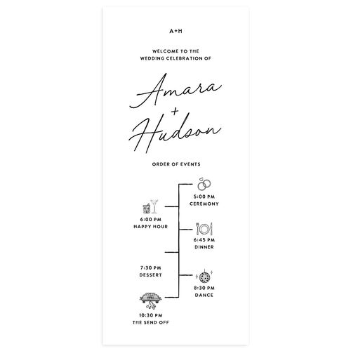 Hand Drawn Wavy Border Wedding Programs Pure White Signature