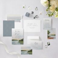 Rustic Reflection Wedding Invitations Dusty Blue Signature Blank No Standard