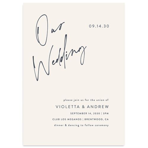 Signed Wedding Invitations Dark Navy Signature Blank No Standard
