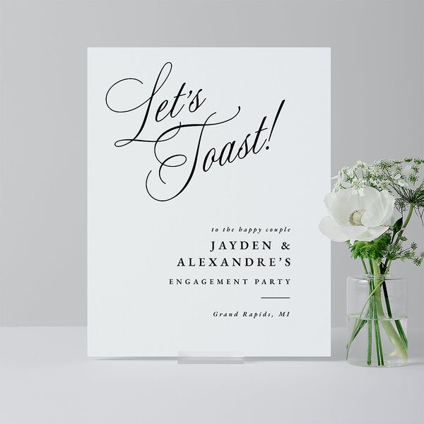 Elegant Engagement Party Calligraphy Standard Tabletop Sign Small Champagne Standard Indoor Foam Core S Tabletop Table