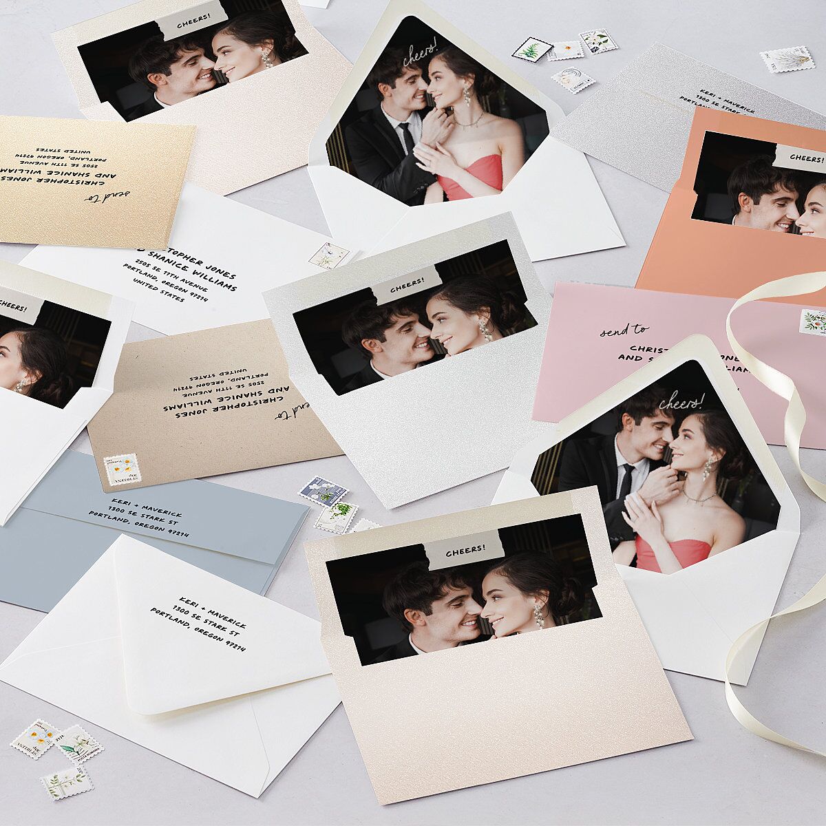 Modern Writing Save the Date Cards Snow Signature smooth Blank No Standard