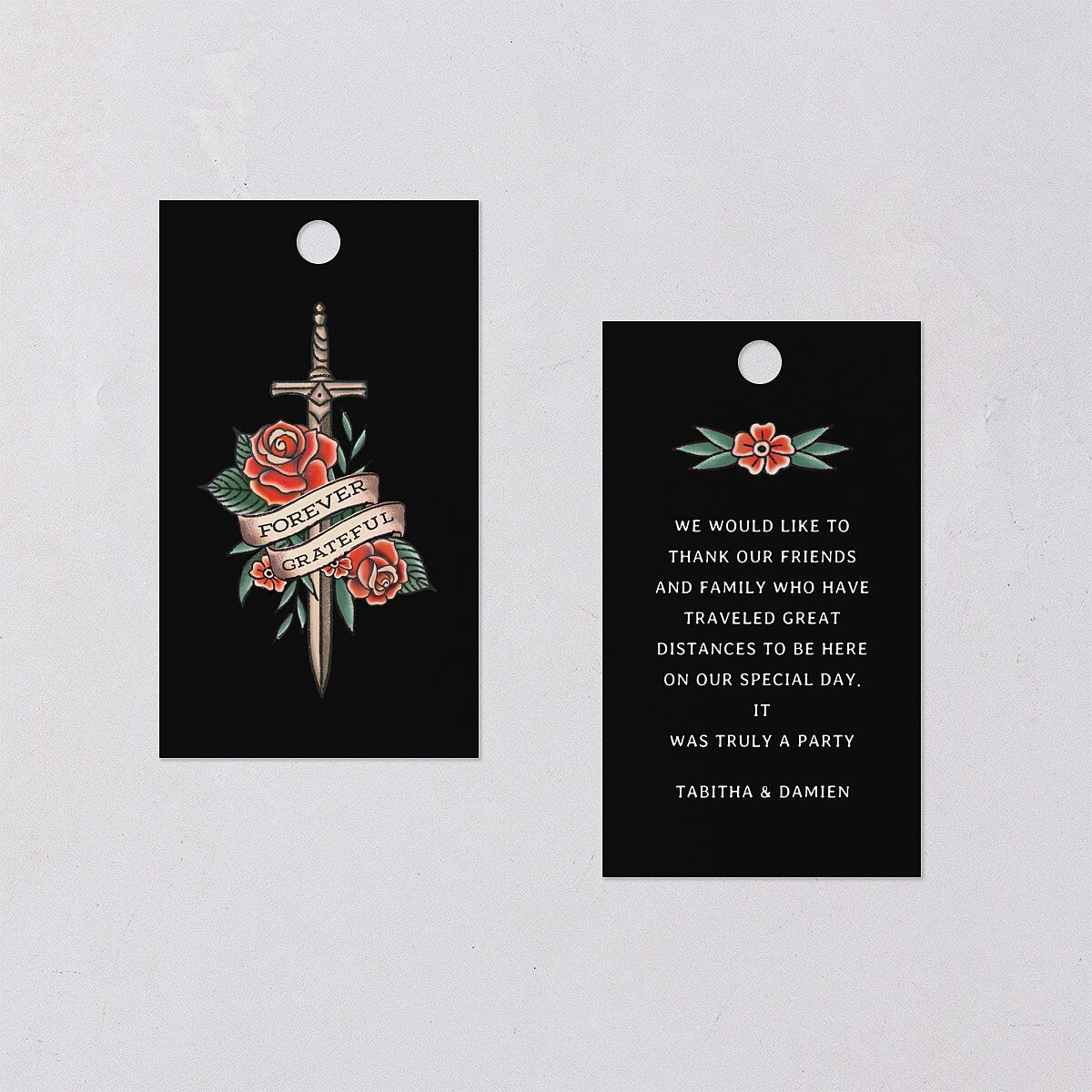Til Death Tattoos Favor Gift Tags Midnight Signature