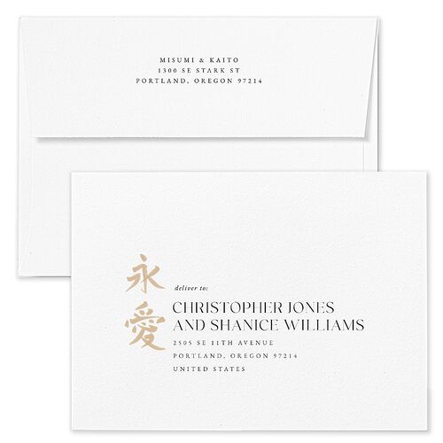 Eternal Ink Rehearsal Dinner Invitation Envelopes Blue Taupe Return Address Signature Standard