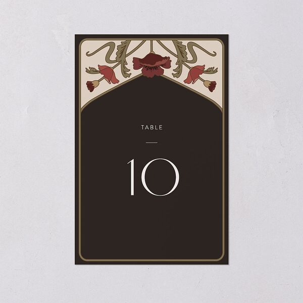Vintage Nouveau Floral Table Numbers Merlot Signature