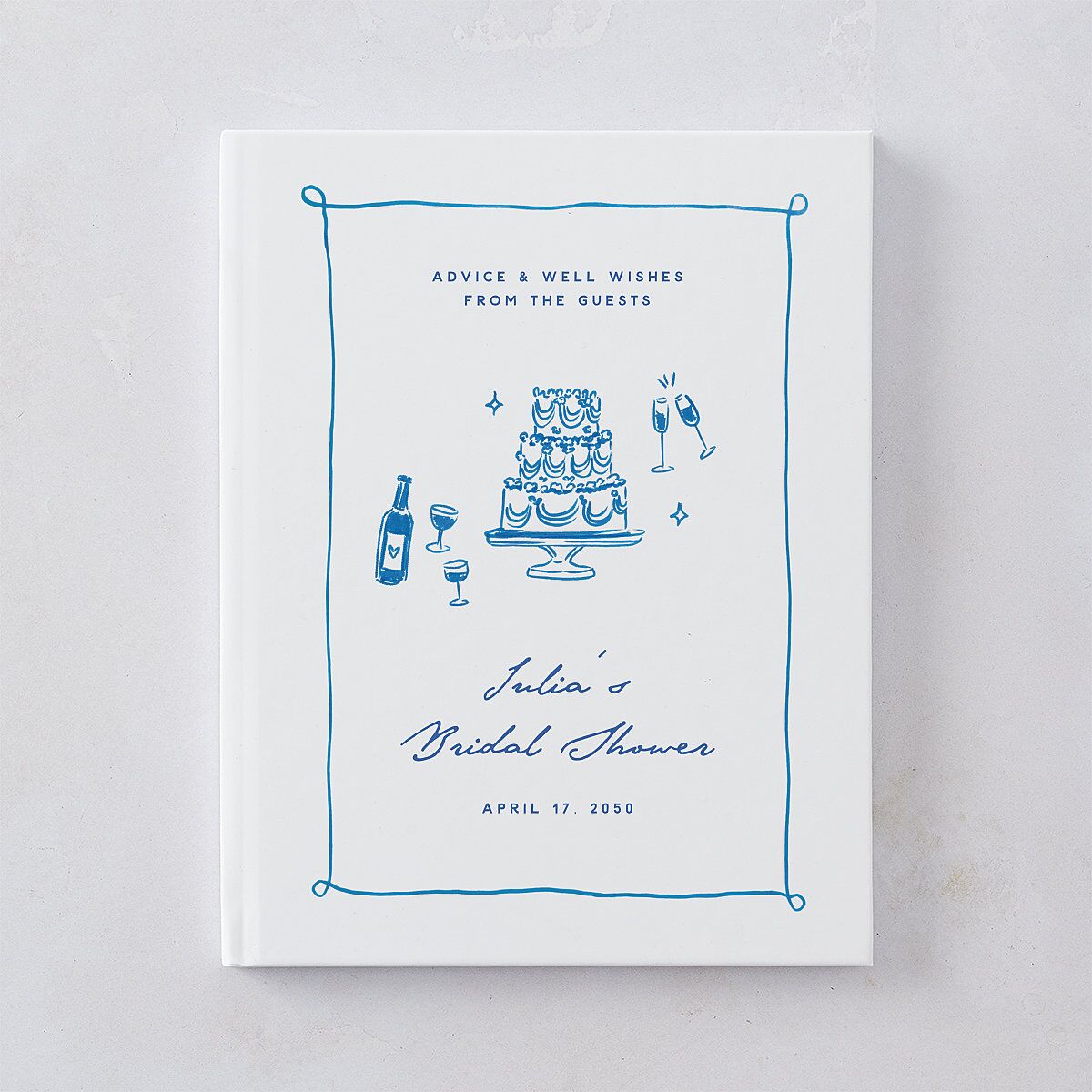 Hand Drawn Cake Bridal Shower Guest Books French Blue