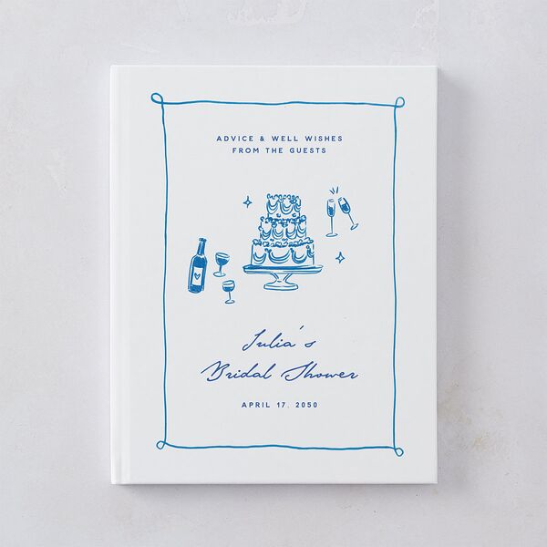 Hand Drawn Cake Bridal Shower Guest Books French Blue