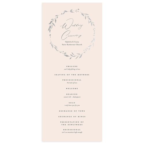 Stefana Crowns Wedding Programs Silver Pink Cotton Signature