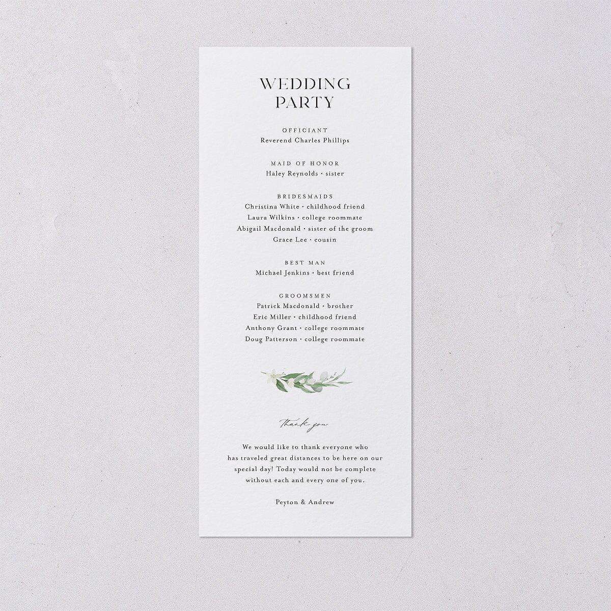 Greenery Laurel Foil Wedding Programs Pure White Gold Signature