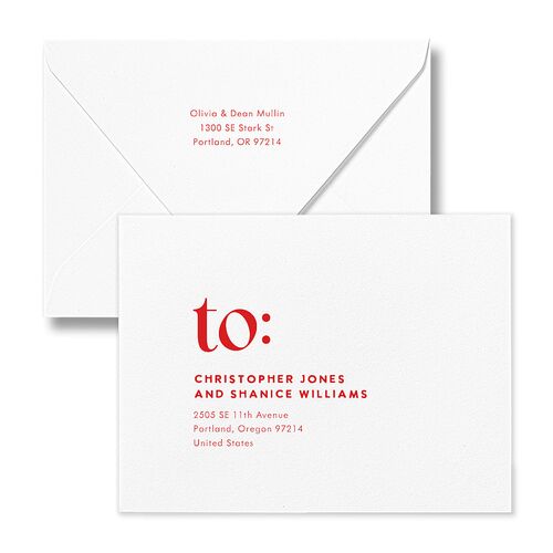 Bold Year Photo Series Thank You Card Euro Envelopes White Candy Pink Both Recipient and Return Addresses Luxe Signature