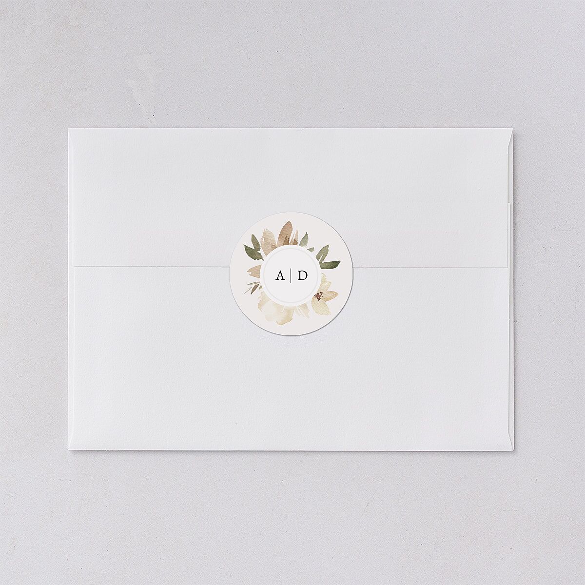 Neutral Greenery Wedding Stickers Thyme Circle