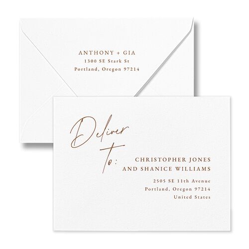 Corner Date Save the Date Magnet Euro Envelopes White Barely Peach Recipient Address Luxe Signature