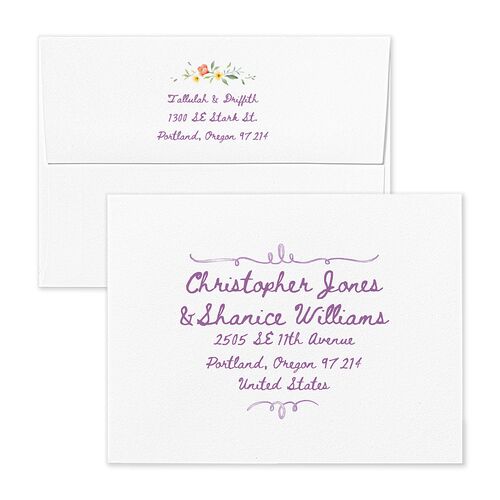 Countryside Crest Save the Date Magnet Envelopes Terracotta Orchid Both Recipient and Return Addresses Signature Standard