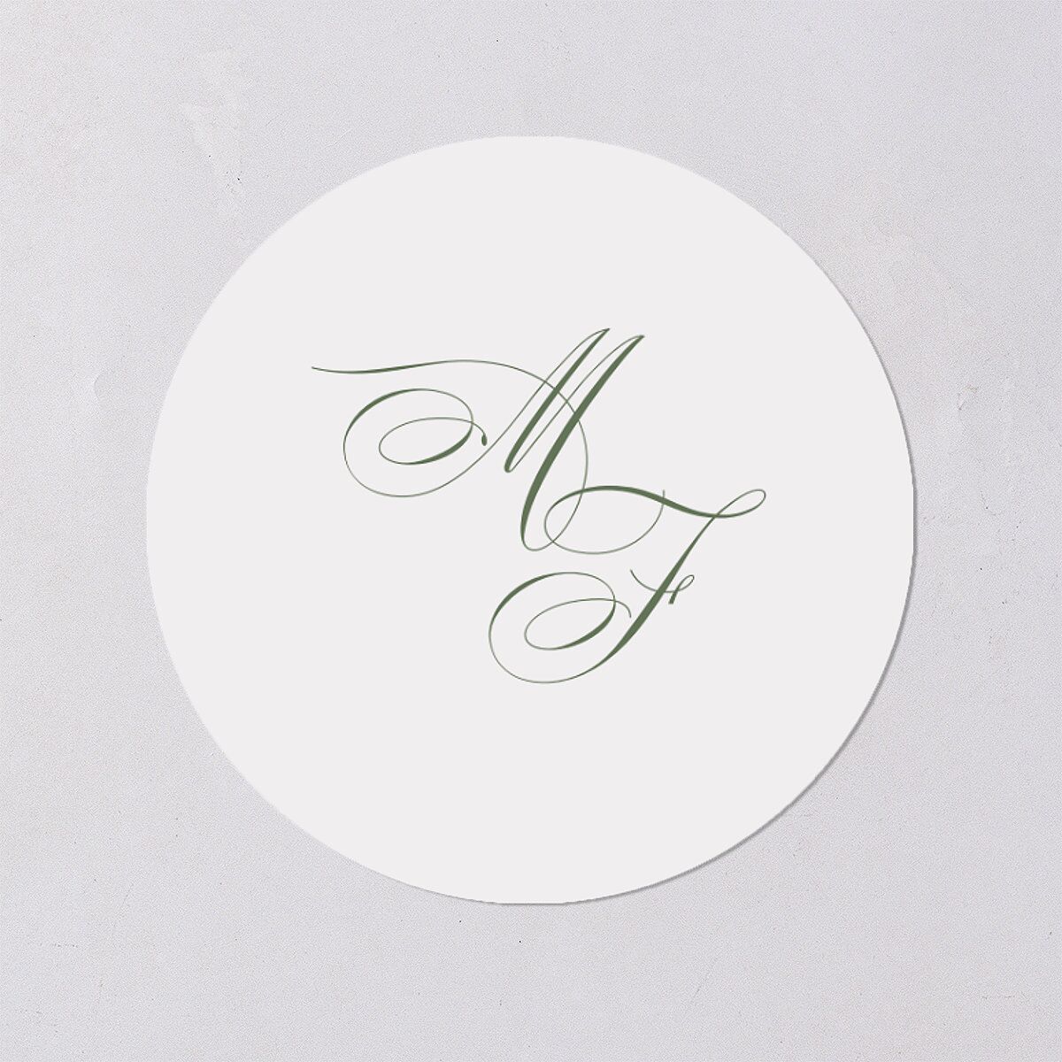 Elegant Rose Crest Wedding Stickers Deep Olive Circle