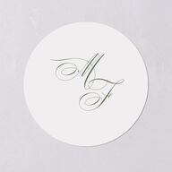 Elegant Rose Crest Wedding Stickers Deep Olive Circle