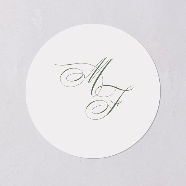 Elegant Rose Crest Wedding Stickers Deep Olive Circle