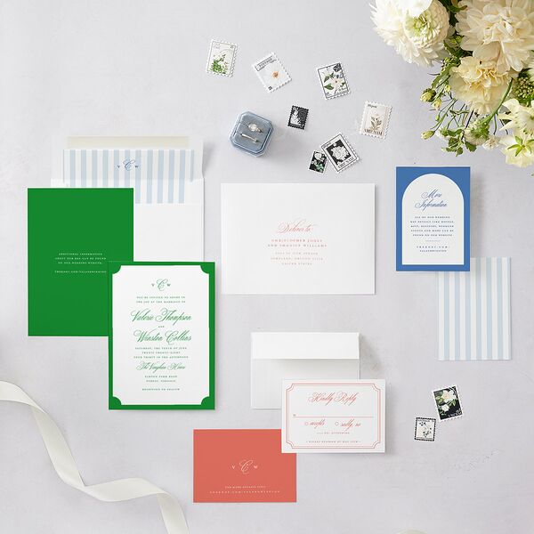 Elegant Eclectic Wedding Invitations Jewel Green Signature Blank No Standard
