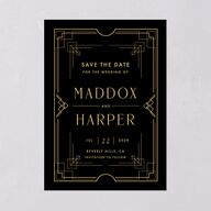 Vintage Hollywood Save The Date Cards Licorice Signature smooth Blank No Standard