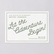 Happy Campers Save The Date Cards Deep Olive Signature smooth Blank No Standard