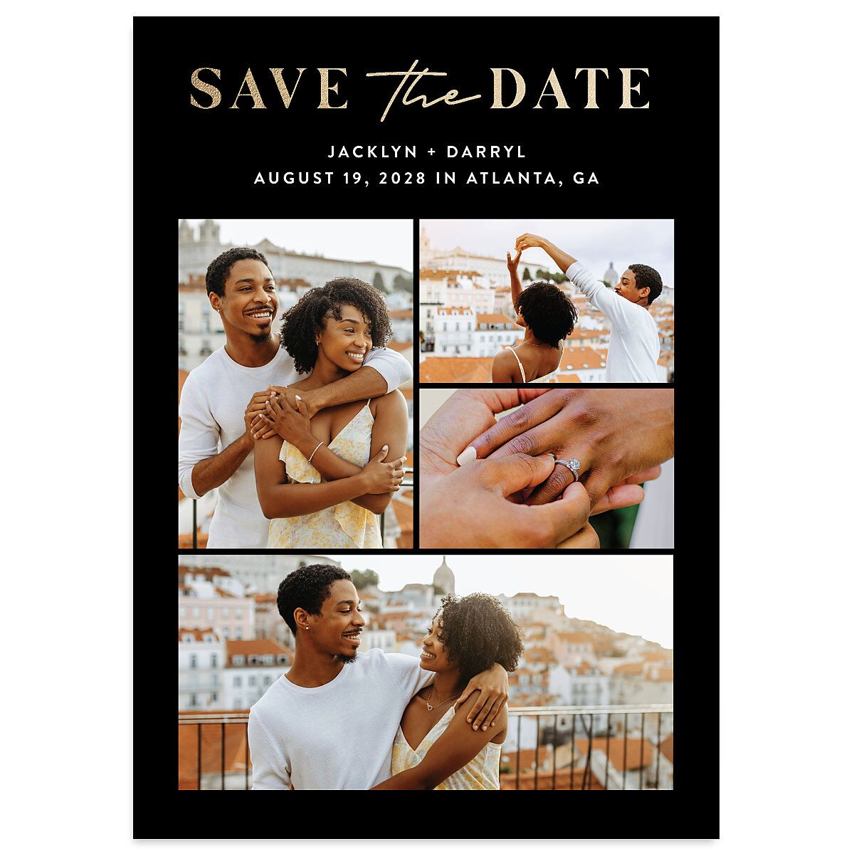 Gilded Photo Grid Save the Date Cards