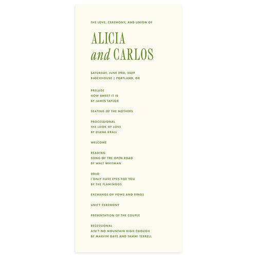 Editorial Promise Wedding Programs Meadow Signature