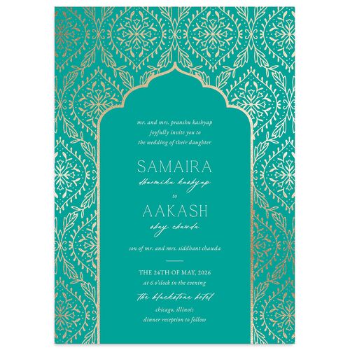 Gilded Lehenga Wedding Invitations Gold Sky Signature Blank No Standard