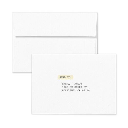Editorial Label Maker Response Card Envelopes White Daffodil Return Address Signature Standard