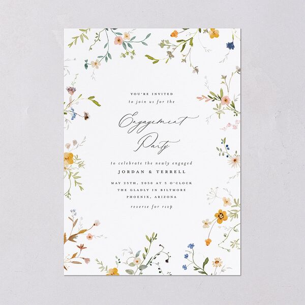 Dainty Wildflower Engagement Party Invitations Sunflower Signature Blank Standard