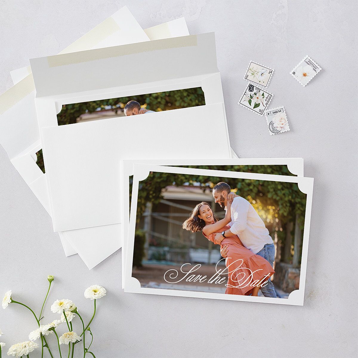 Elegant Eclectic Save the Date Cards Jewel Green Signature smooth Blank No Standard