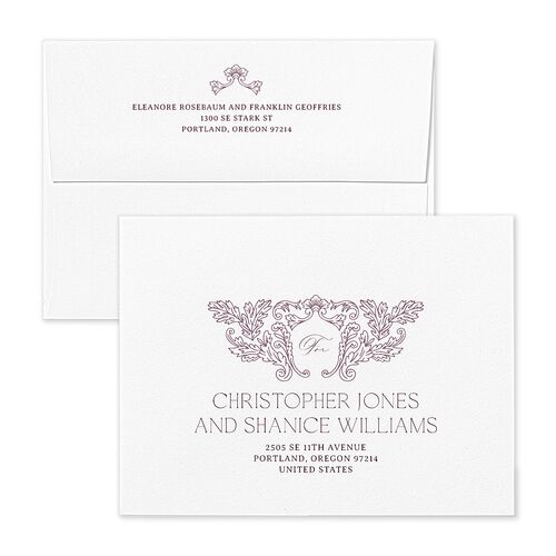 Baroque Border Thank You Card Envelopes Kraft Bordeaux Return Address Signature Standard