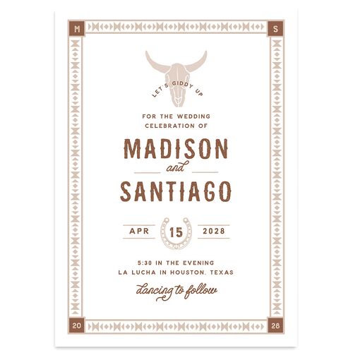 Hitched in Texas Wedding Invitations Espresso Signature Blank No Standard