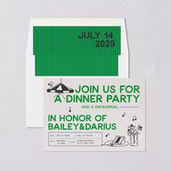 Hand Drawn Party Rehearsal Dinner Invitations Jewel Green Signature Blank Standard