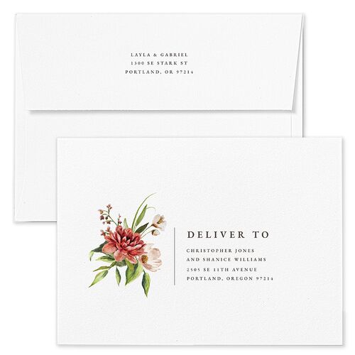Floral Arch Save The Date Card Envelopes White Rust Both Recipient and Return Addresses Signature Standard