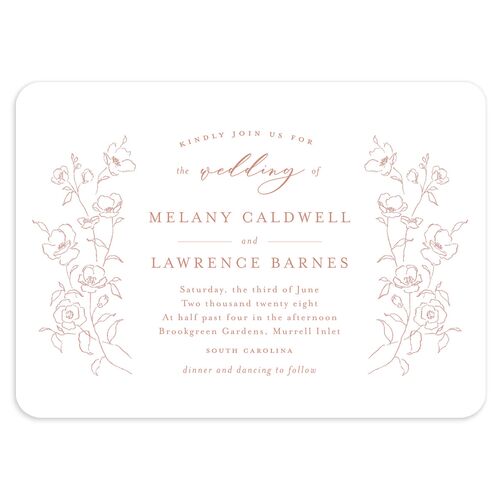 Floral Adornment Wedding Invitations Dusty Rose Signature Blank No Rounded