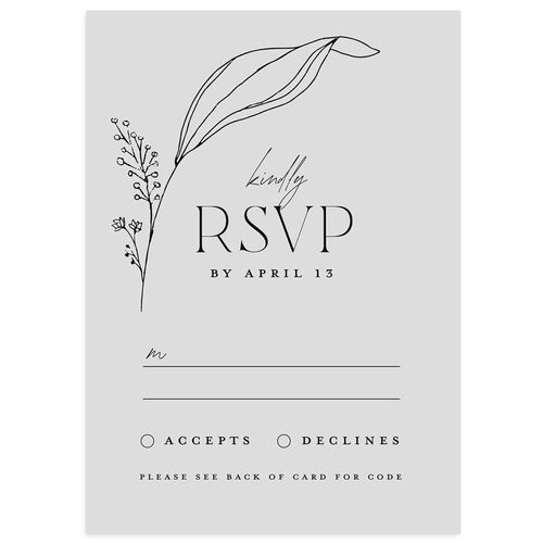 Minimalist Accent Leaf Wedding Response Cards Charcoal Signature Standard