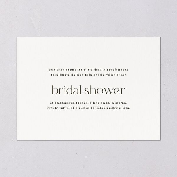 Striking Portrait Bridal Shower Invitations Pure White Signature Blank