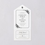 Old Money Botanical All-in-One Wedding Invitations Pure White Signature Light Both Recipient and Return Addresses No