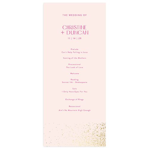 Shimmering Frame Wedding Programs Gold Pink Cotton Signature