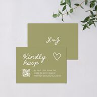 Hand Drawn Heart Photo QR Code RSVP Cards Moss Signature Standard