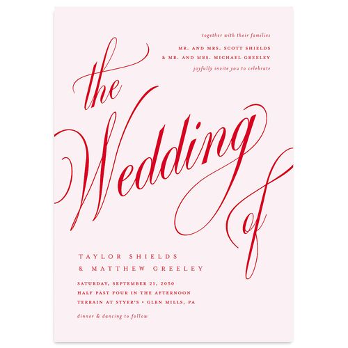 Modern Wedding Of Calligraphy Wedding Invitations Candy Pink Signature Blank No Standard