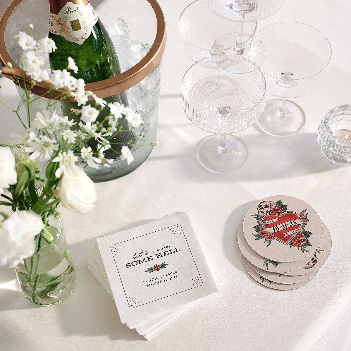Til Death Tattoos Coasters Linen Cardboard Soft Square