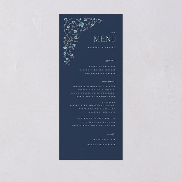 Ornate Threshold Menus Moody Blue Signature