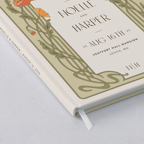 Vintage Nouveau Floral Wedding Guest Book Pear