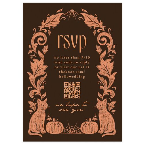 Spooky Halloween Nouveau Wedding Response Cards Walnut Signature Standard