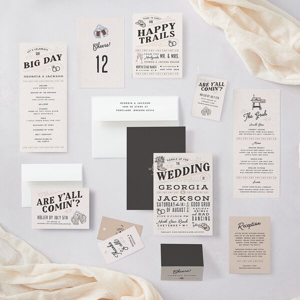 Western I Do BBQ Wedding Programs Taupe Signature