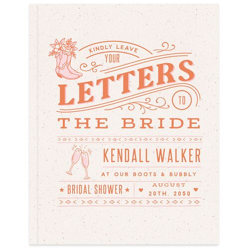 Boots and Bubbly Western I Do BBQ Bridal Shower Guest Books Soft Peach