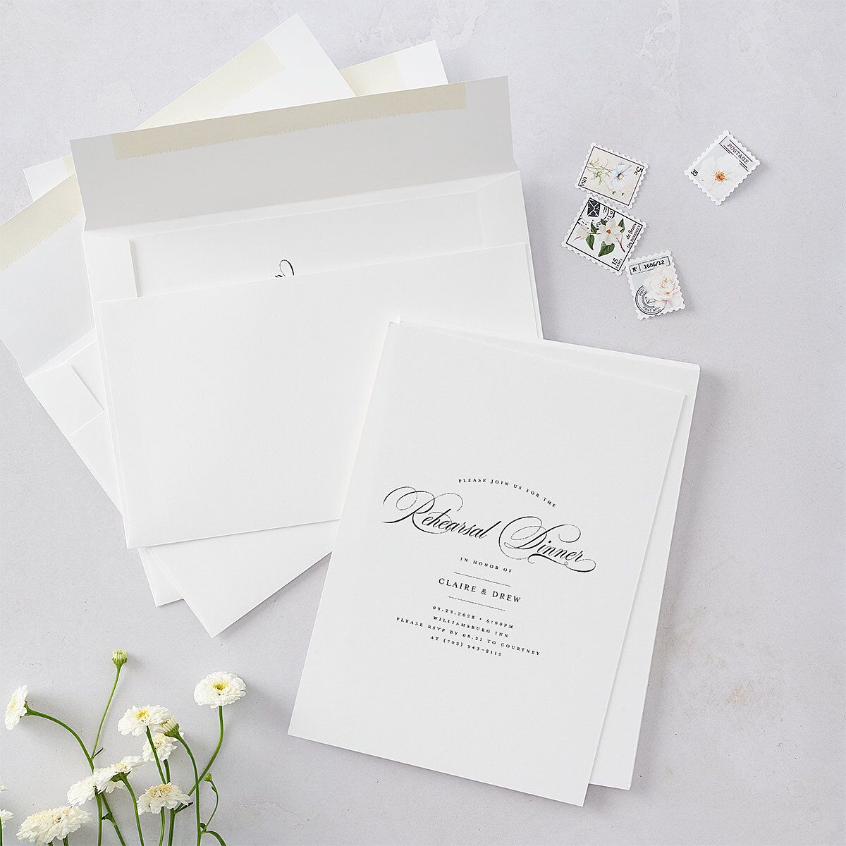 Classic Calligraphy Rehearsal Dinner Invitations — view 5
