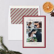 Classic Border First Married Christmas Holiday Cards Ruby Signature Blank Standard