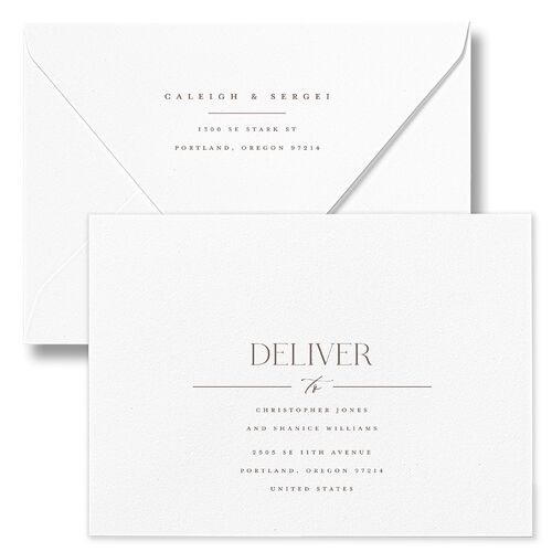 Elegant Frame Wedding Invitation Euro Envelopes White Fawn Recipient Address Luxe Signature