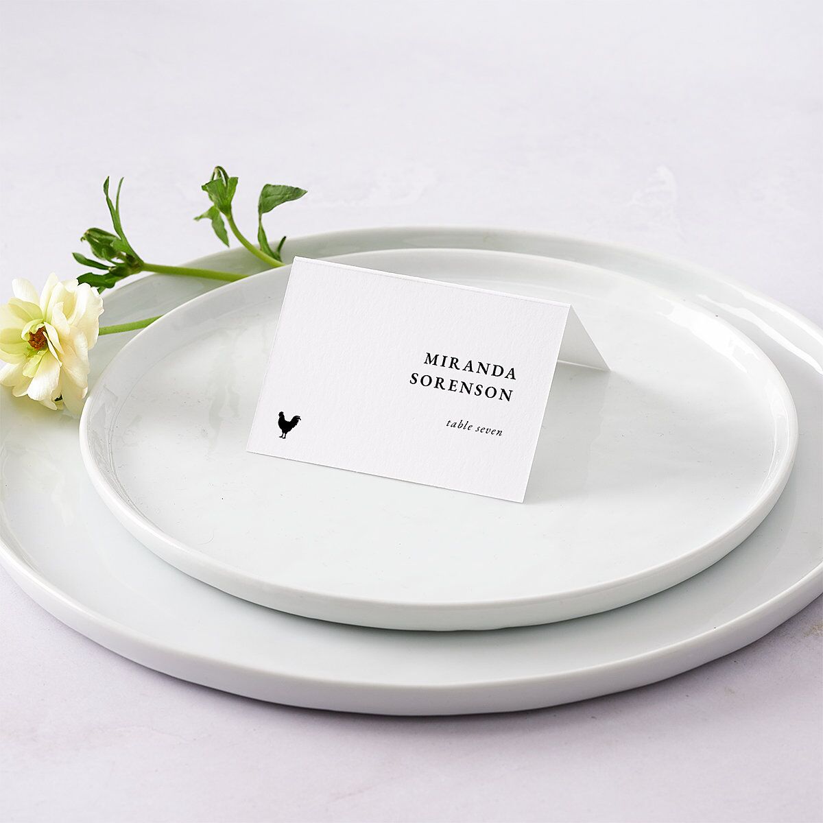 Vertical Names Place Cards Pure White Signature