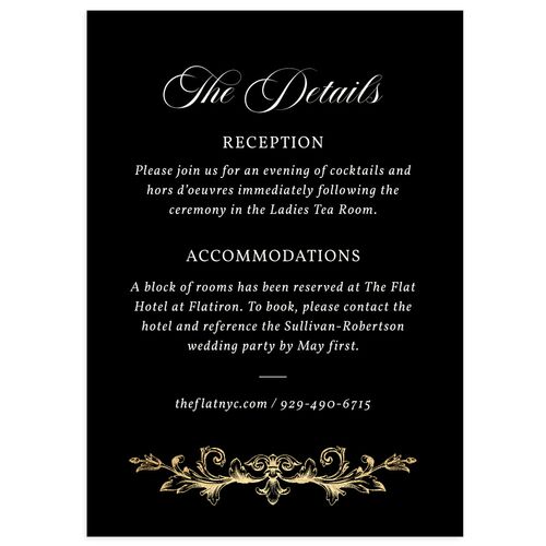 Vintage Regency Monogram Frame Foil Wedding Event Detail Cards Midnight Gold Signature Standard